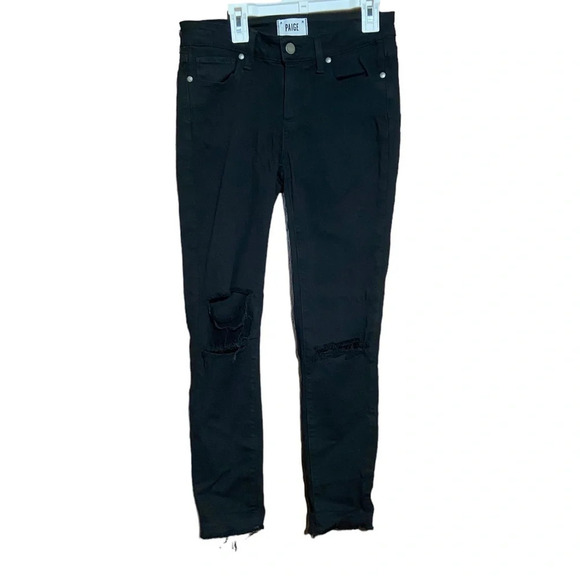 Paige Verdugo Crop Black Distressed Jean‎ Size 27 - Picture 1 of 6